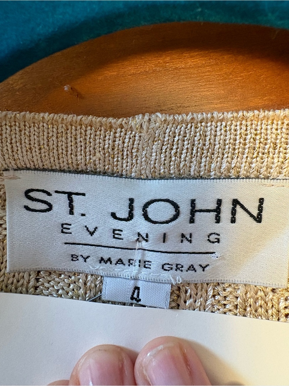 Vintage St. John Evening by Marie Gray Gold Metallic Knit Skirt Set 4/6 USA - Picture 4 of 7